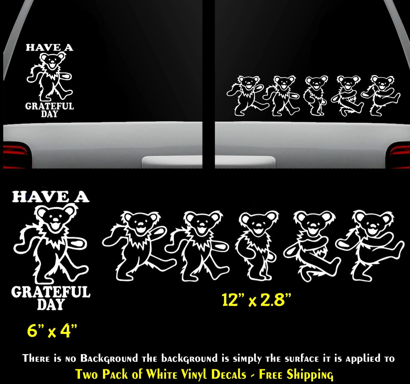 Grateful Dead Dancing Bears 12" Vinyl Decal Vehicles Windows Door Bumper Laptop