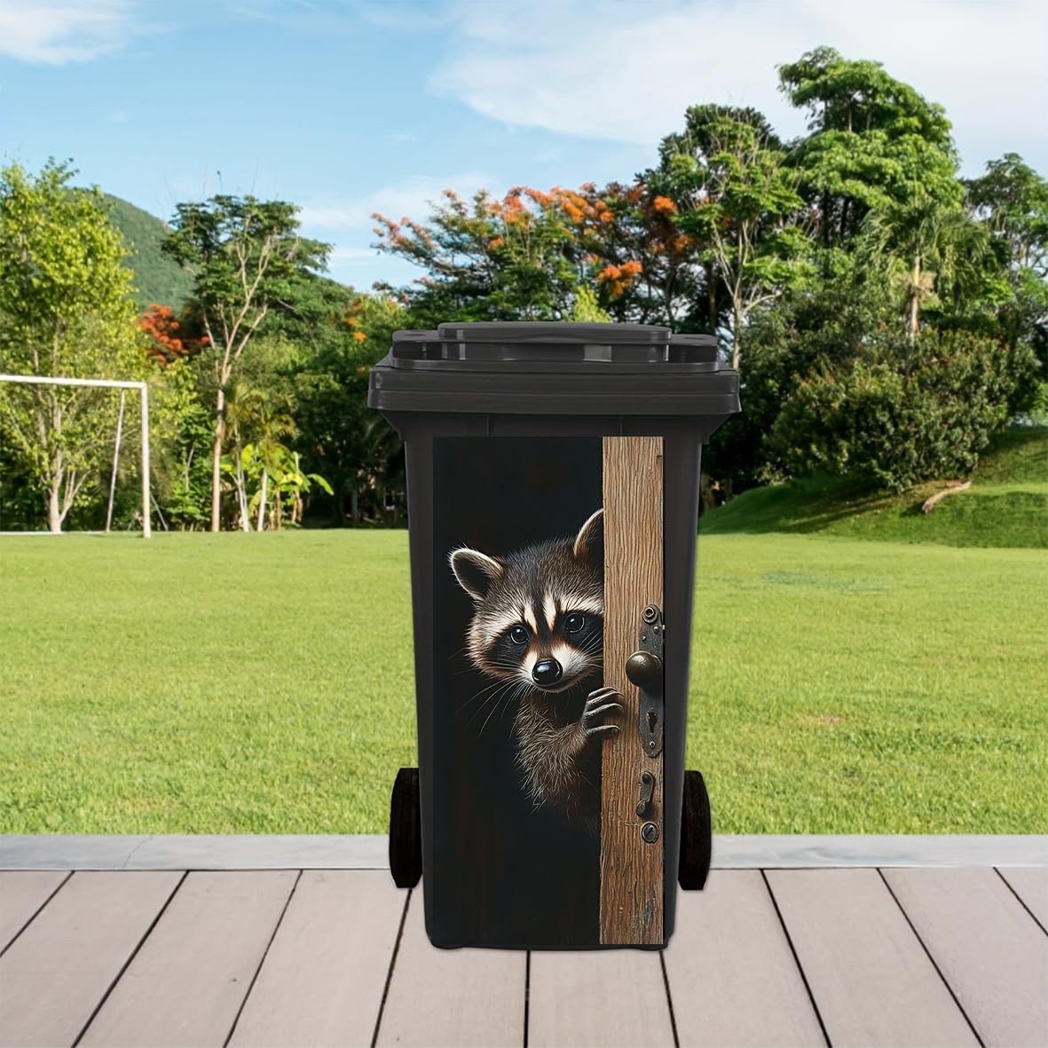 1pcs Wheelie Bin Stickers, Donkey Peeking Sticky Dustbin Decals, 14.5" x 32.2…