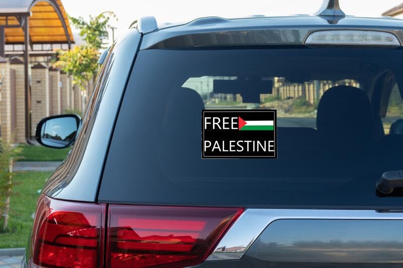 12 Pack Free Palestine Flag Stickers Waterproof Car 5in-12pcs, Black