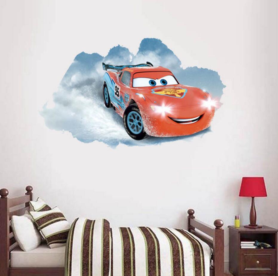 NEW Disney lightning McQueen Cars 3D HUGE Wall Stickers Kids Home Decor USA