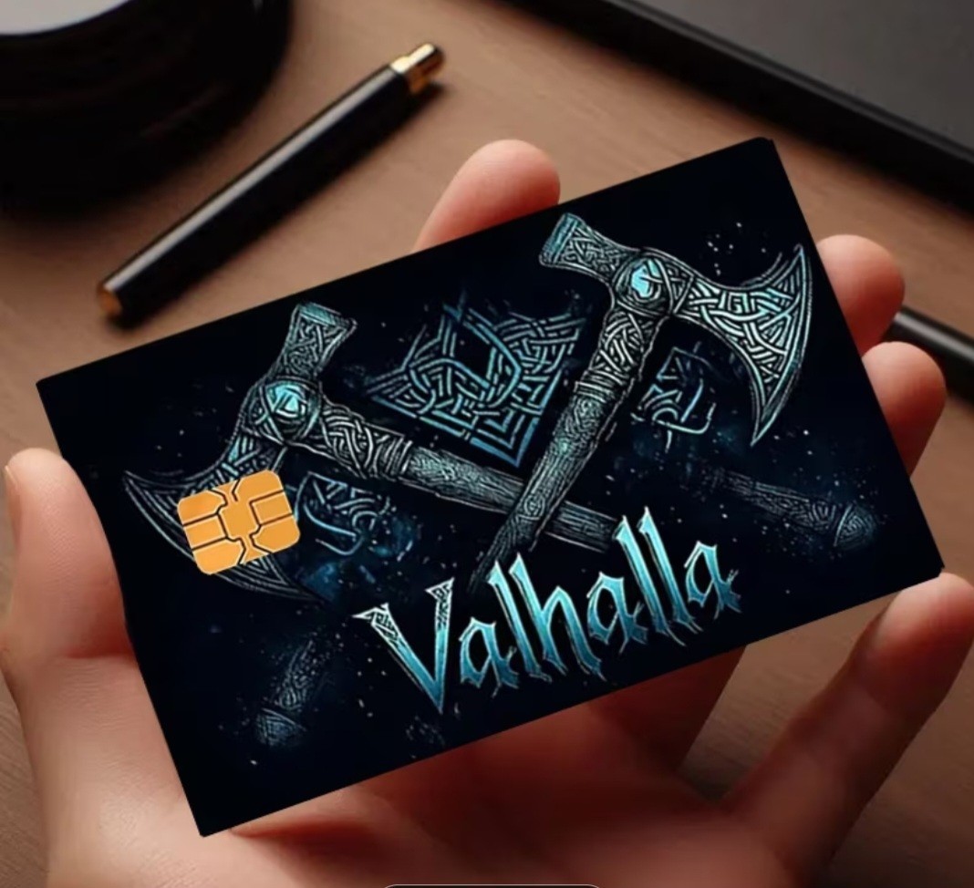 Valhala Credit Card Skin Blue Sticker Free Shipping US Seller