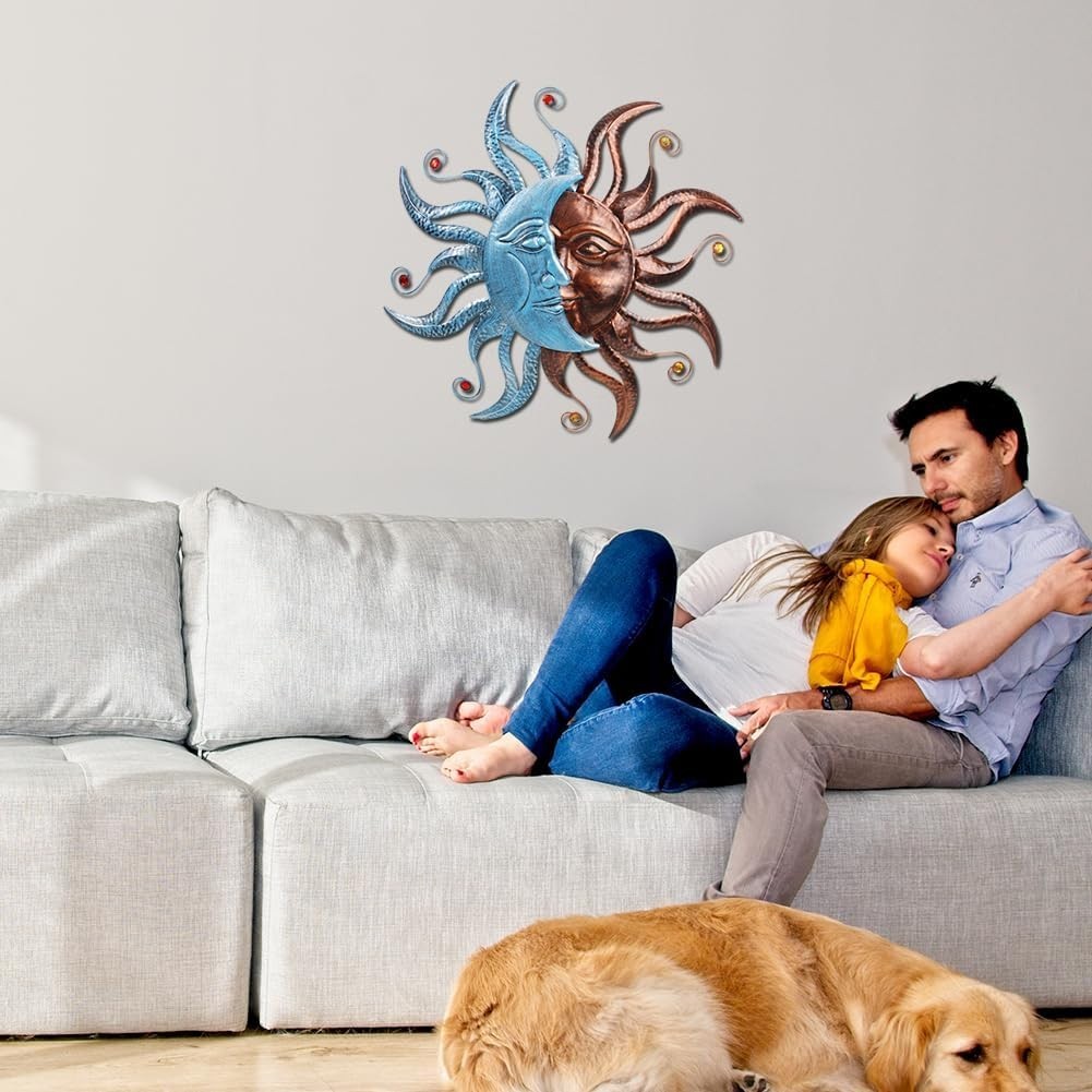 Sun and Moon Metal Wall Decor, 28" Large – Indoor Outdoor