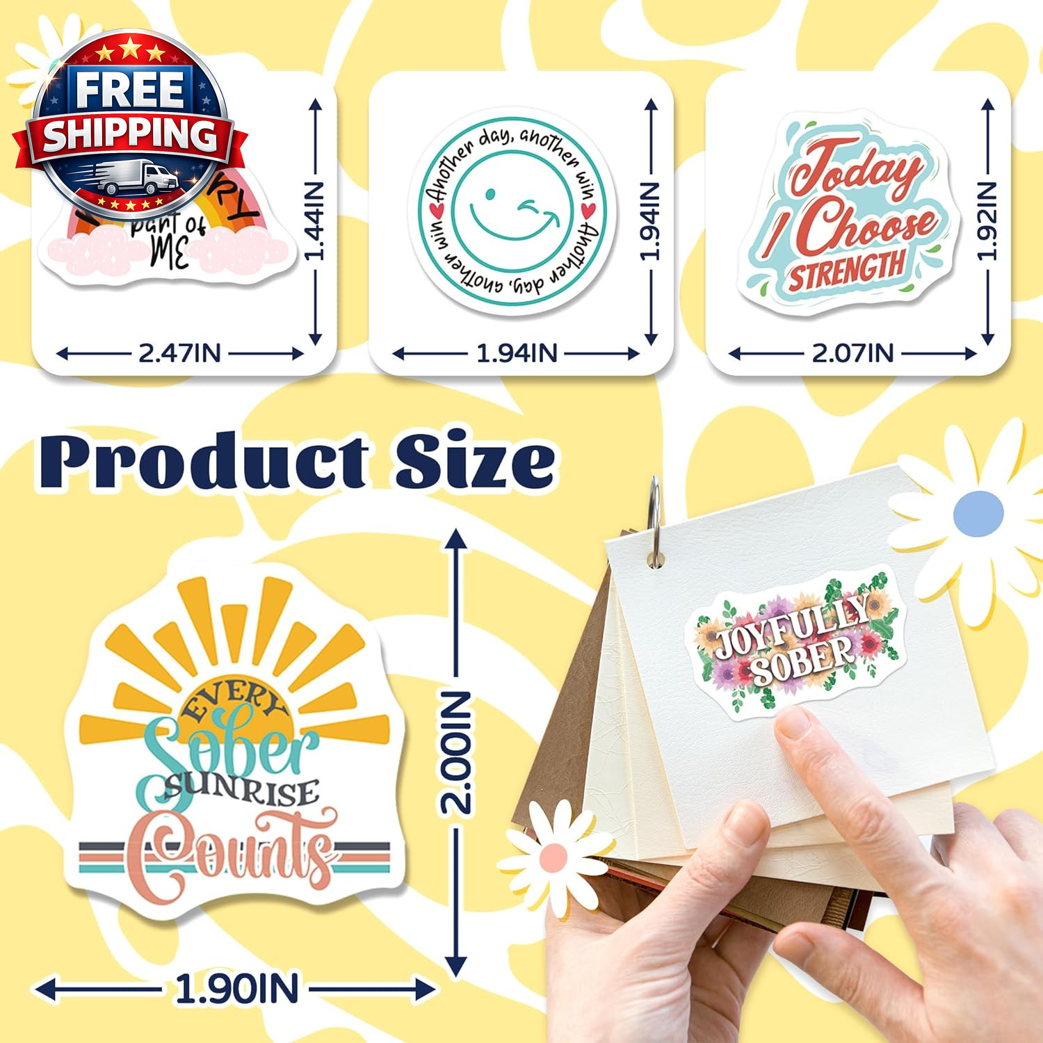 200 PCS Sober Stickers, Positive Sobriety Stickers for Women Men Adults Teens, V