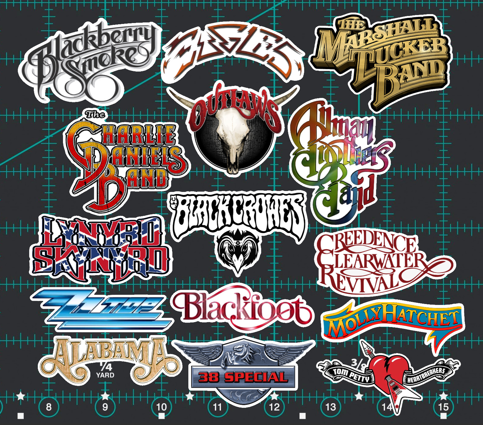 15 Southern Rock Band Logo Stickers -Clear, Holographic, or White – CCR Lynyrd