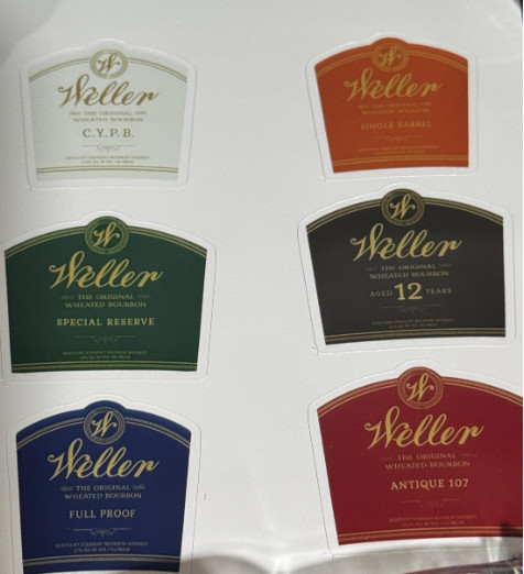 Vinyl Bottle Label Stickers – Weller Wheater Bourbon Vertical – 6 Stickers