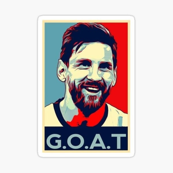 lionel messi goat soccer Sticker Gloss Laminate l Waterproof uv resistant