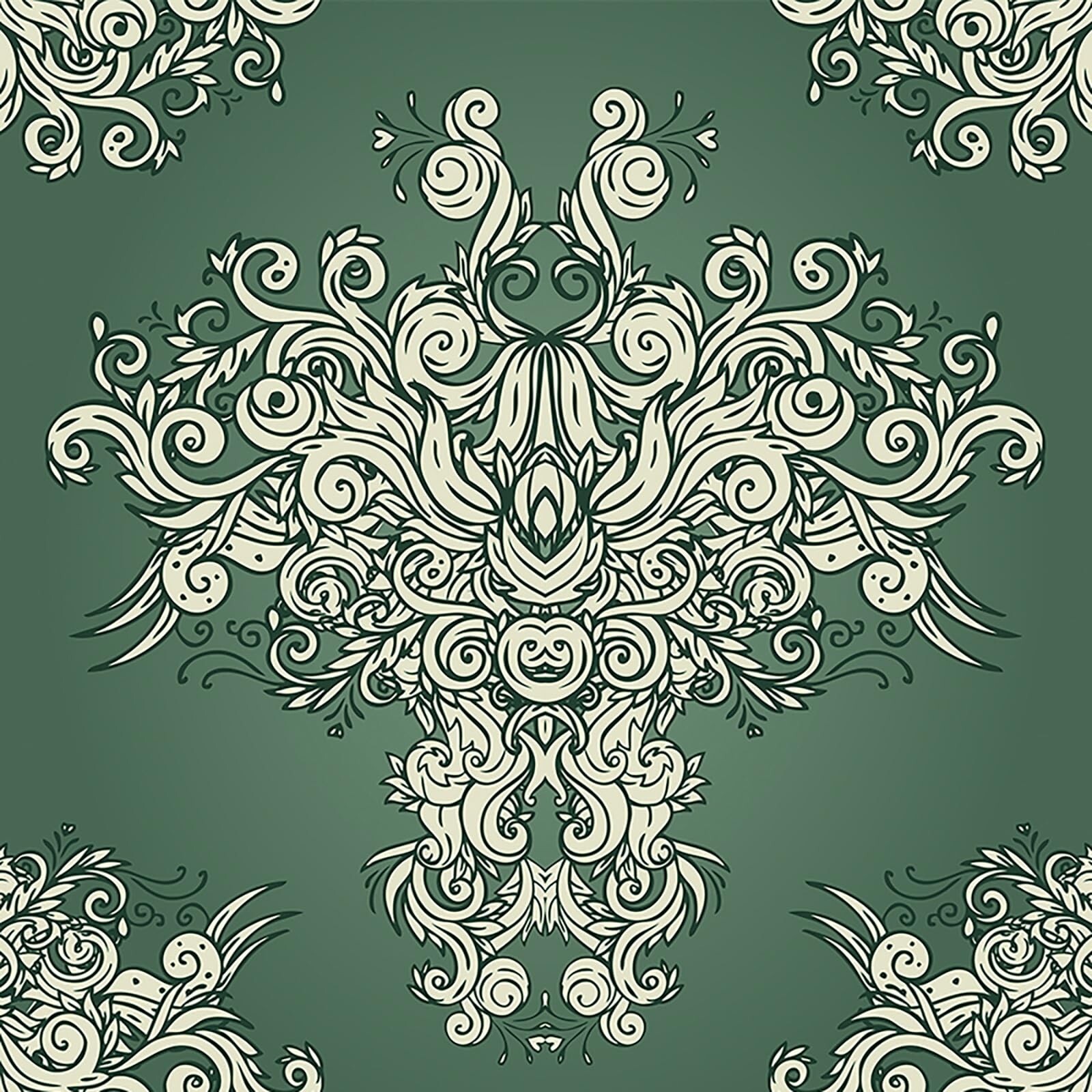 FunStick Damask Wallpaper Peel and Stick Vintage Green Victorian Wallpaper Re…
