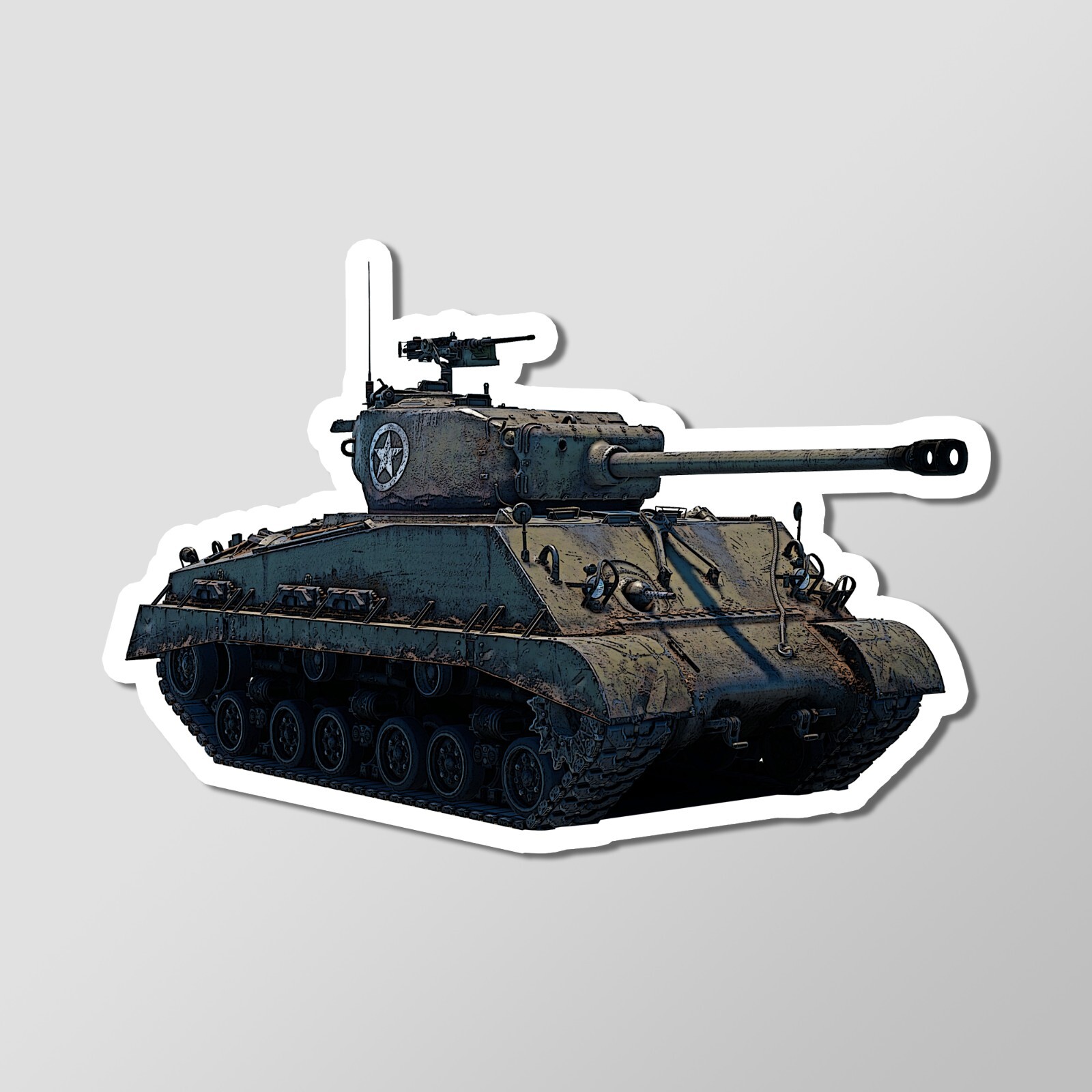 M4A3E8 Easy 8 Sherman Tank U.S. Armor WW2 Vinyl Laptop Desktop Glossy Sticker 4"