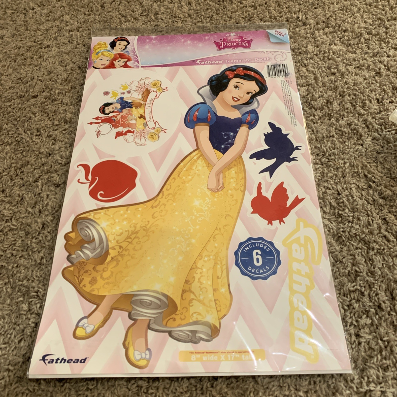 Fathead DISNEY PRINCESS Snow White Wall Decal Set• 6-Vinyl Reusable Decor Sealed