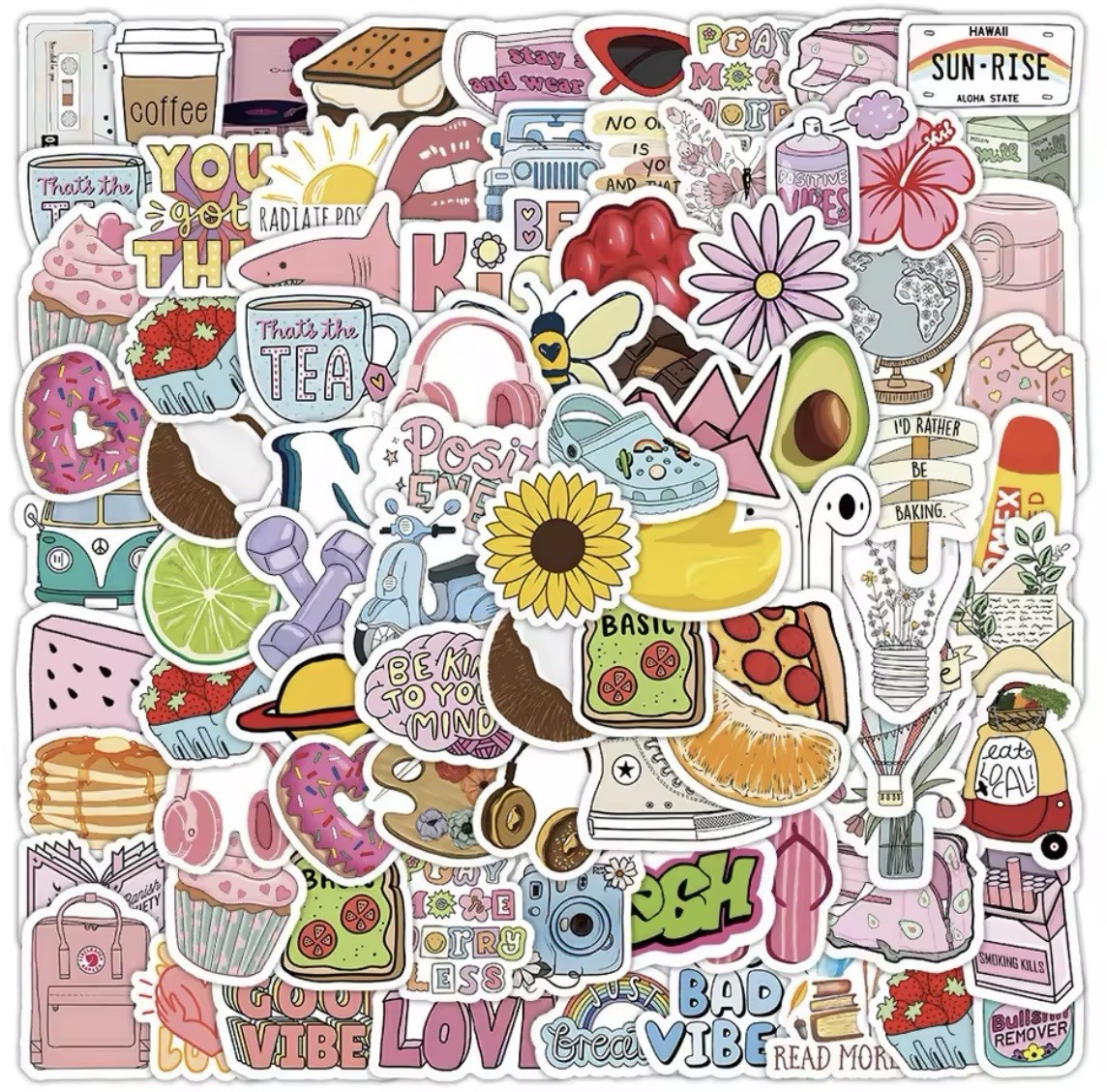 Girlie Summer Fun Style Stickers 100pc Fresh Fun Cartoon Stickers FREE SHIPPING