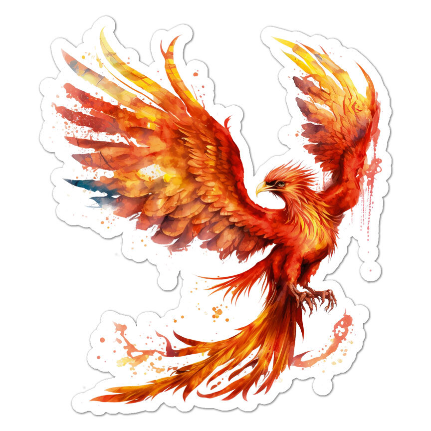 Phoenix Fire Flames, Vinyl Decal Sticker, Indoor Outdoor, 3 Sizes, #9328