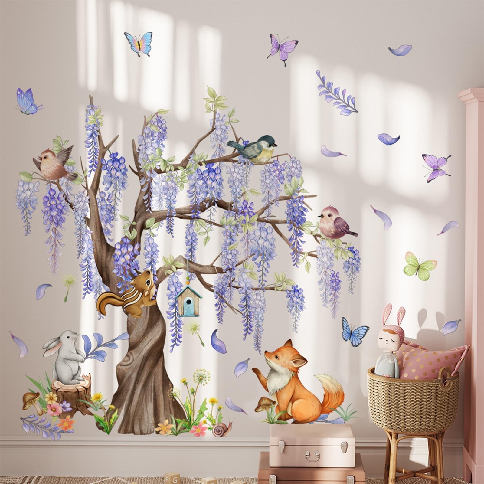 TUOKING Wall Stickers Decor,Removable Purple Tree Wall Murals Peel and Stick …