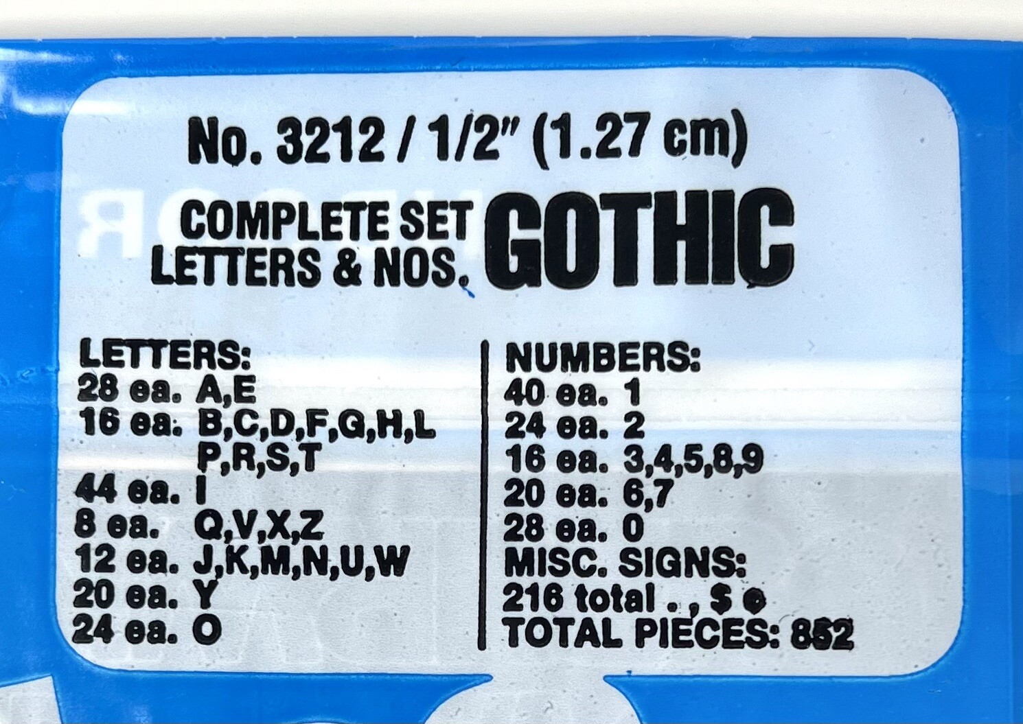 GOTHIC BLACK Adhesive Vinyl Letters & Numbers 1/2" INDOORS OUTDOORS SEALED