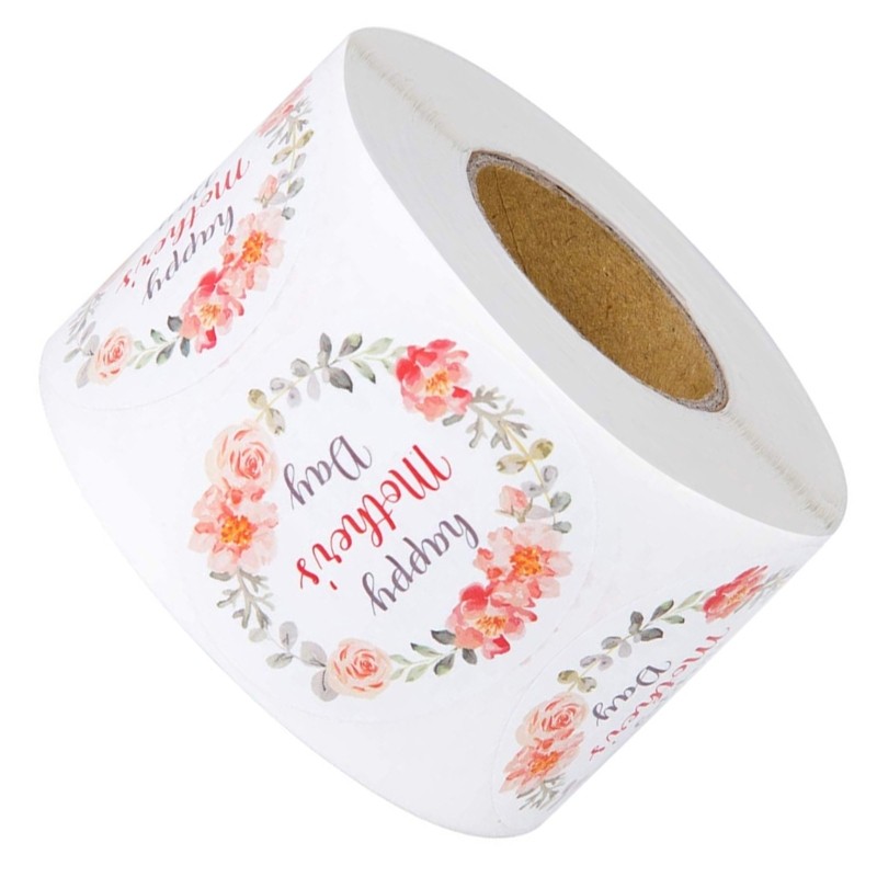 500Pcs Happy Mother s Day Sticker with Sweet Flower Design Adhesive Label Decal