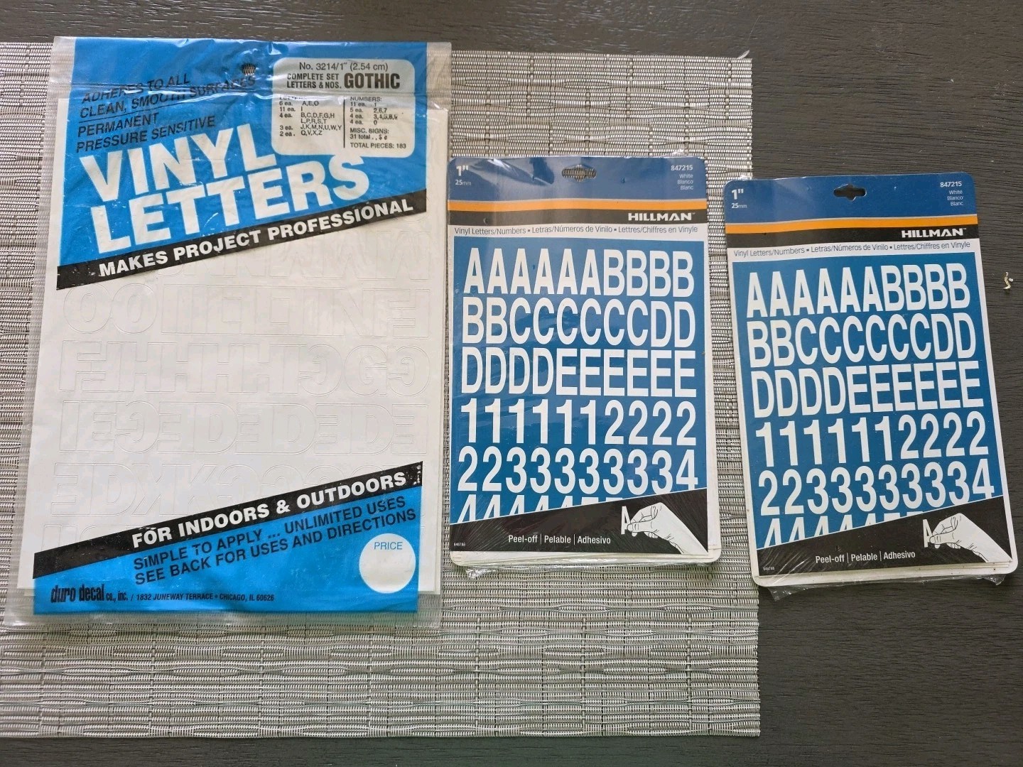 3x Permanent Adhesive Vinyl Letters & Numbers 1" GOTHIC WHITE ""SHIPS TODAY""