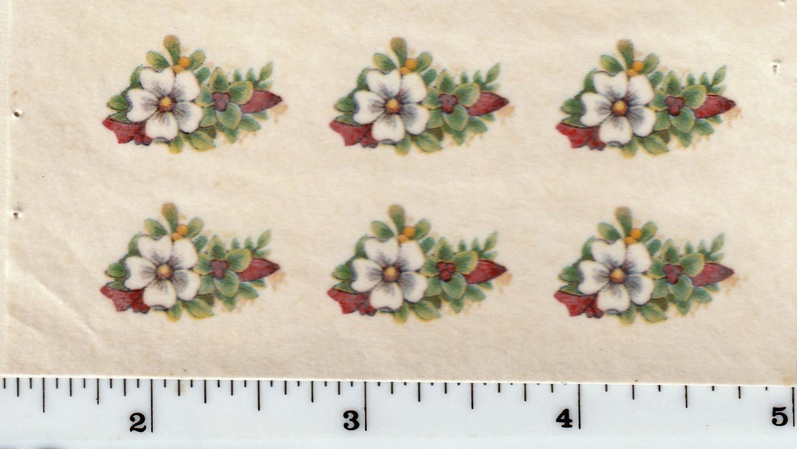 Tiny Christmas Floral Ceramic Waterside Decal-1/2 x 3/4" (12) vintage, dollhouse