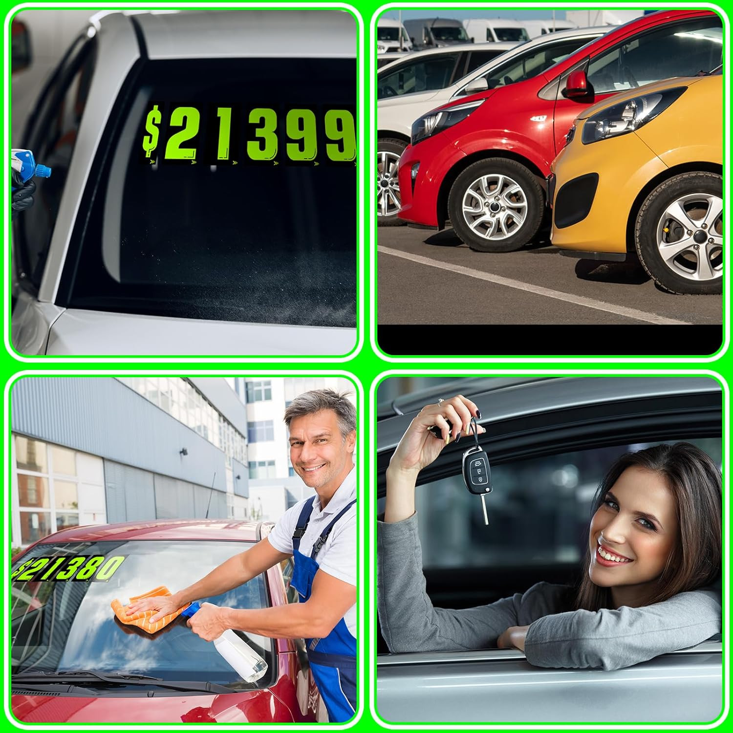 33 Pcs 7 1/2 Vinyl Number Decals Large Chartreuse Windshield Pricing Stickers Ca