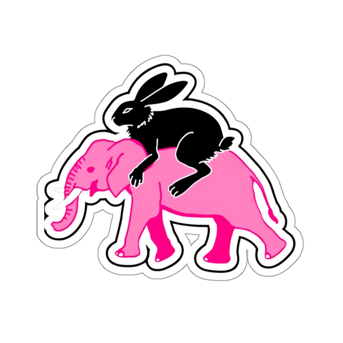 Sticker Black Rabbit Pink Elephant Street Art Animals 2×2" 3×3" 4×4" 6×6" Gift