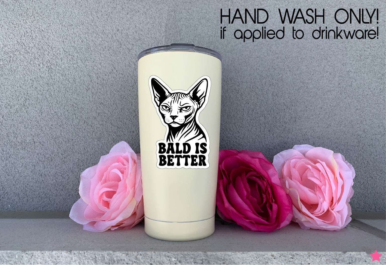 Sphynx Cat Decal Sticker Bald is Better Hairless Kitty Skin Meow Kids Gift Decor