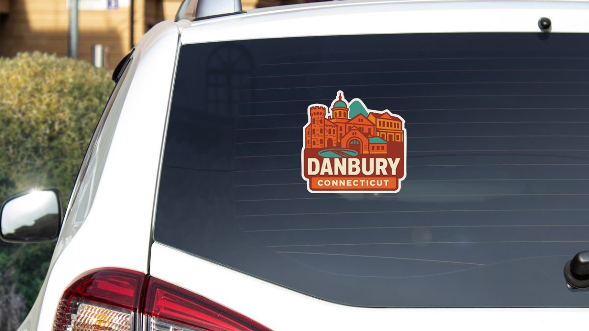 Danbury Connecticut Sticker Decal Vinyl Die-Cut City Skyline Landmark Design