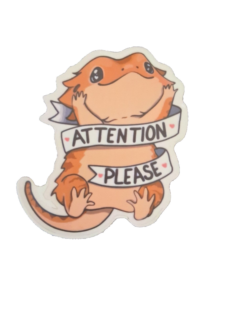 Bearded Dragon Sticker Decal 2.5" – “Attention Please” – Laptop, Notebook, Water