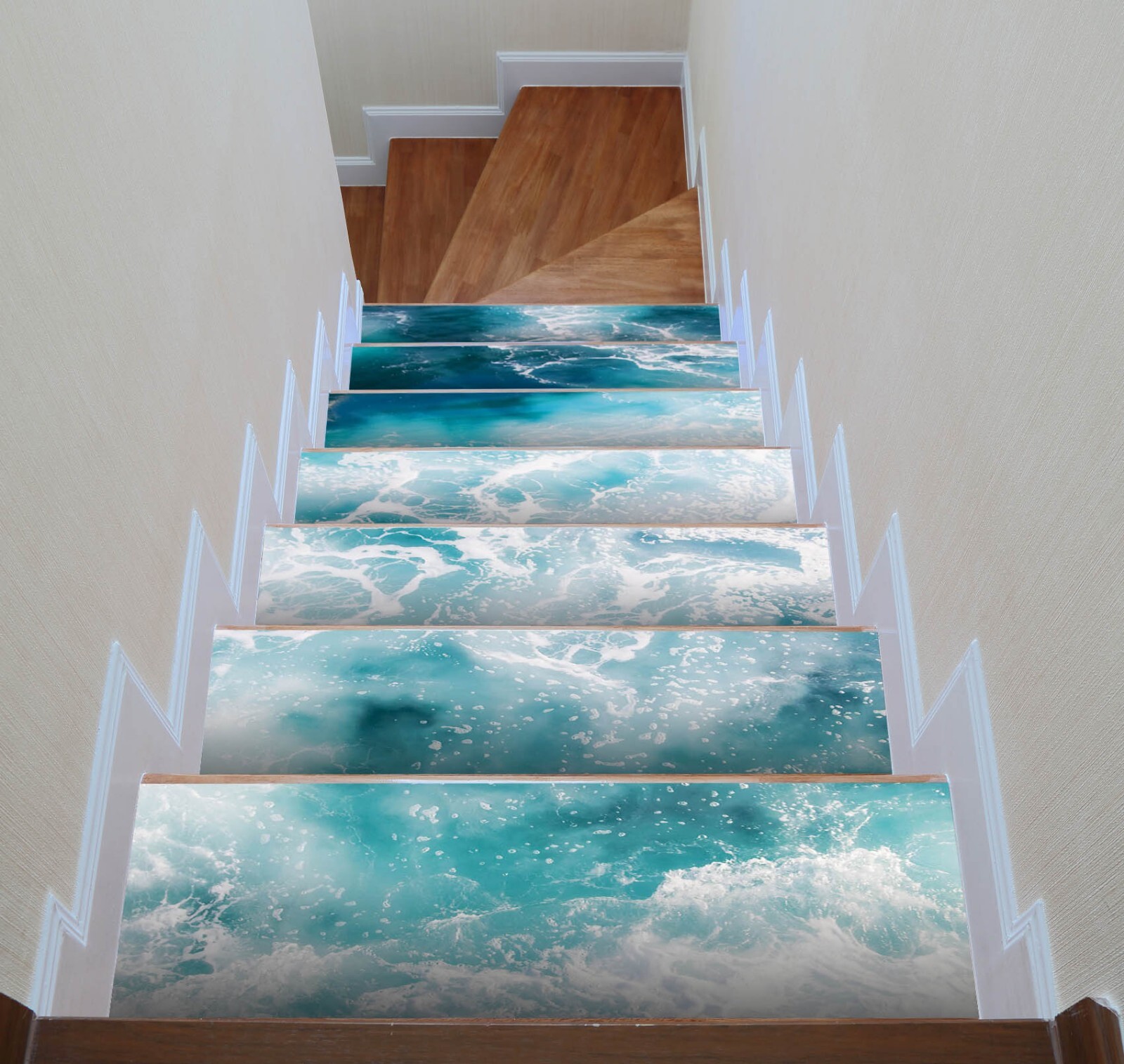 3D Ocean Waves W001 Stairs Risers Decoration Photo Mural Vinyl Wallpaper Vera