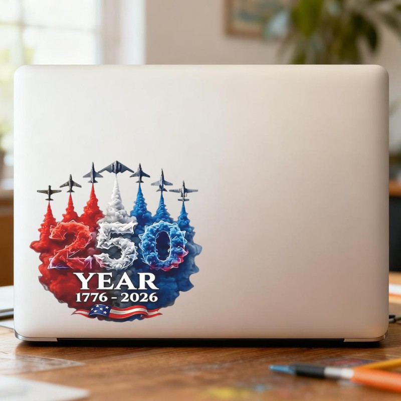 U.S. 250th Anniversary Sticker Waterproof Customizable for Window Car Laptop