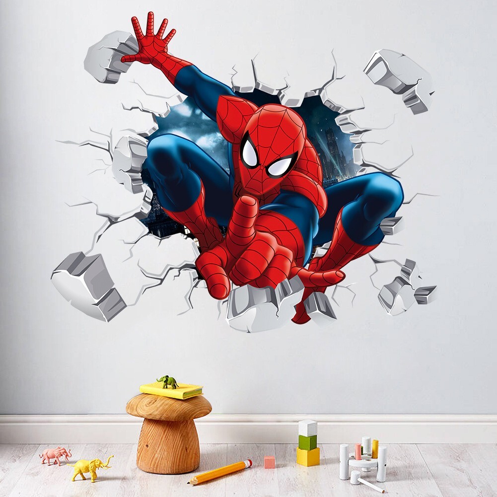 Children's Room Wallpaper 3D Stereoscopic Spider-Man Removable Wall Sticker