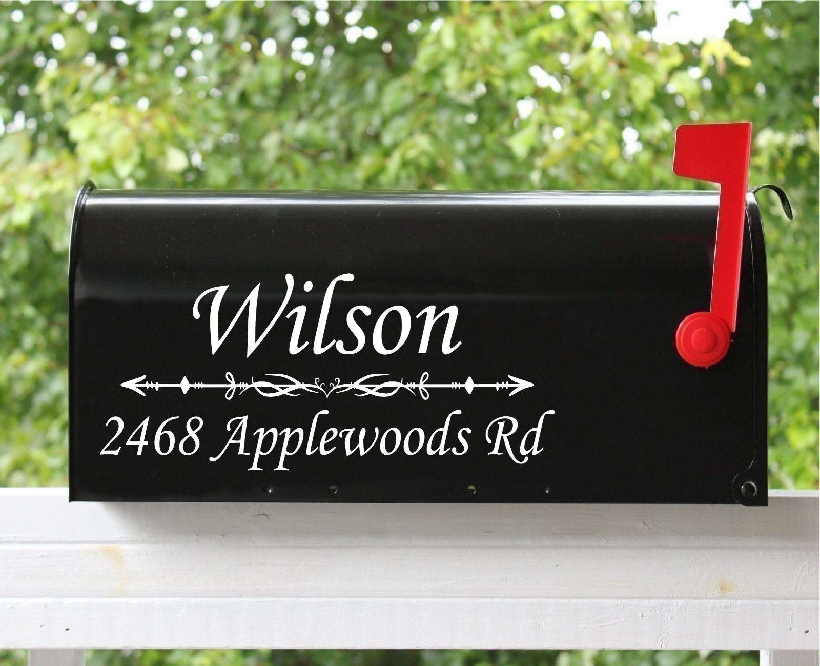Set of 2 Mailbox Decal 11"x4.75" Name /w Address Custom Personalized – 12 Fonts