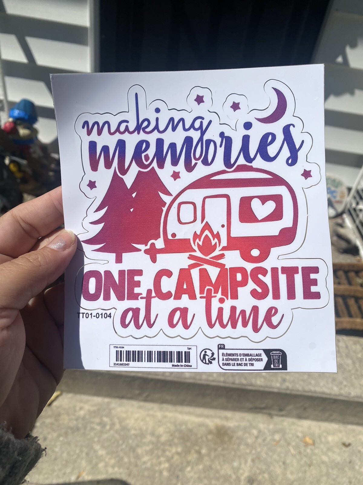 "One Campsite At A Time" Large 6” x 5” Waterproof Sticker RV Camper Car Truck