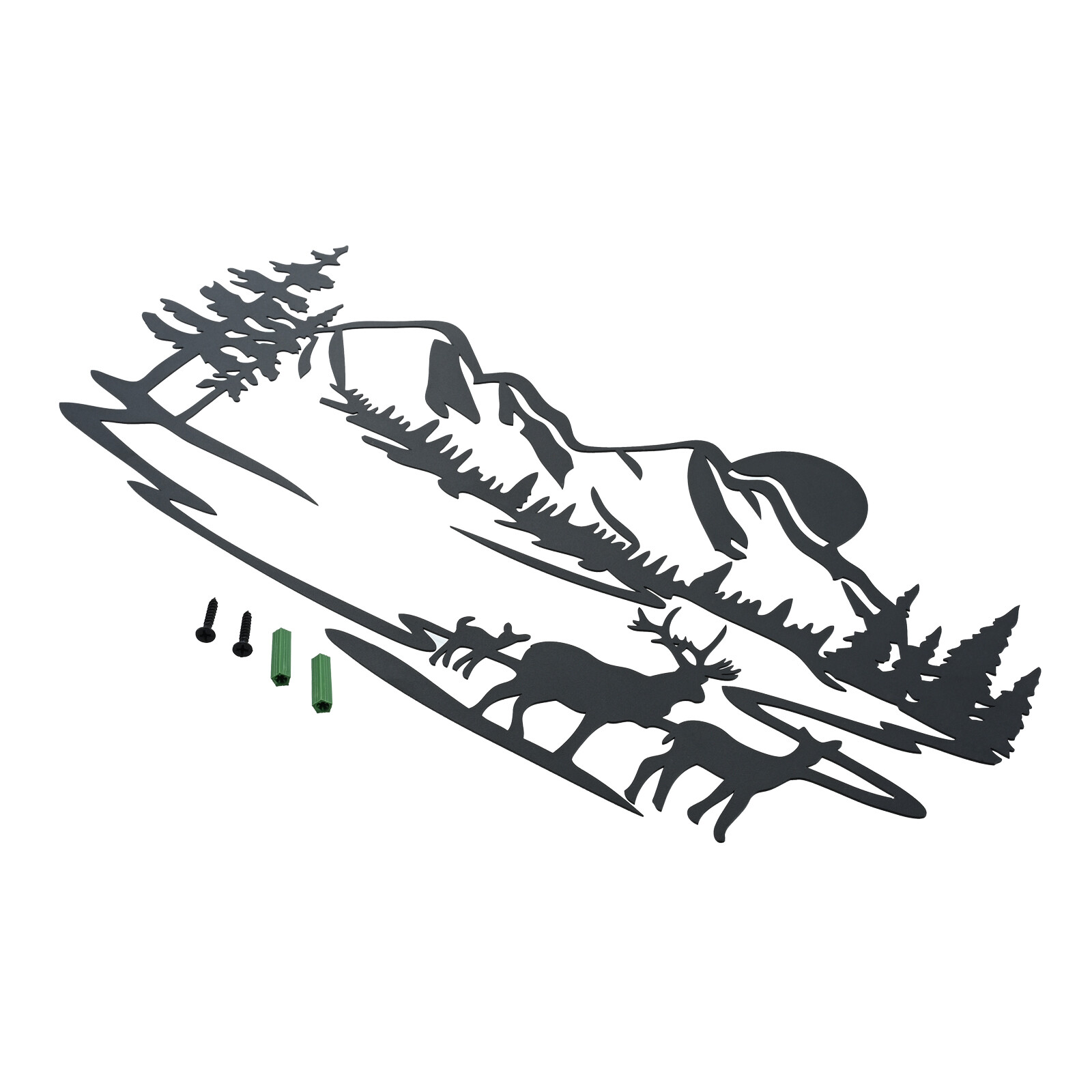 Metal Deer Mountain Sunrise Wall Art Decoration for Living Room Bedroom Kitchen