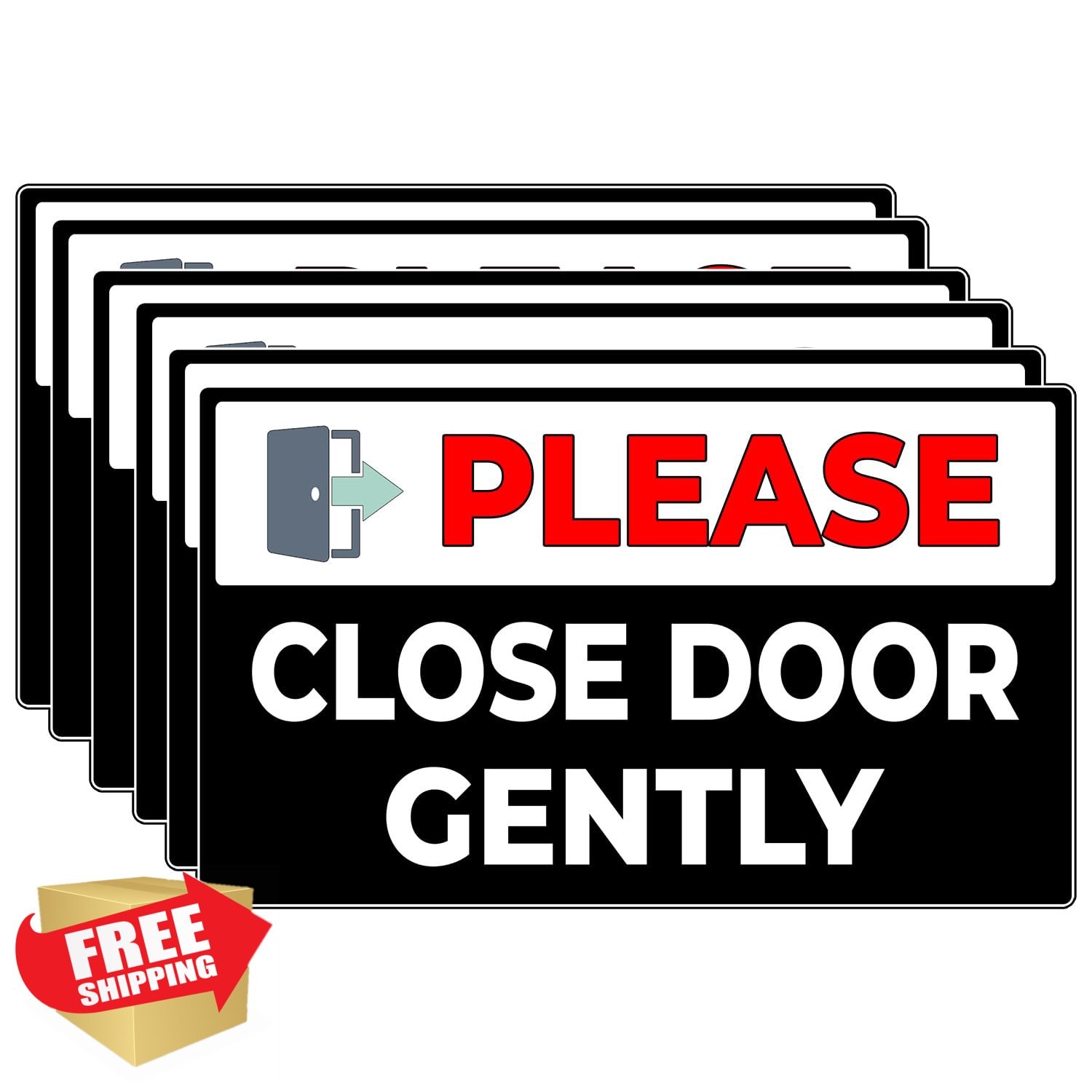 Generic 6Pcs Please Close Door Gently Sticker 5"x3"