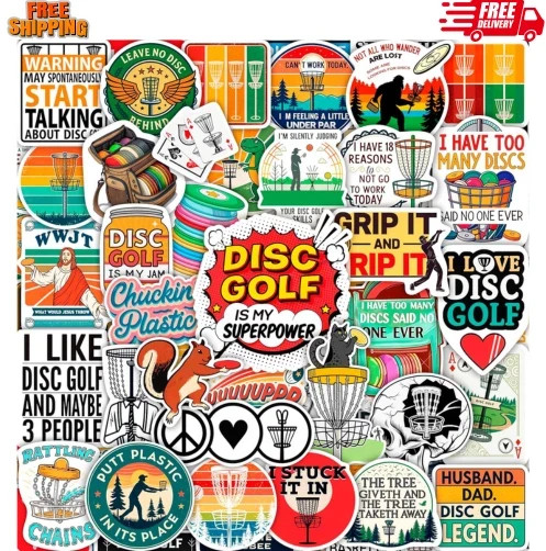 100Pcs Disc Golf Stickers Decals for Water Bottles – Disc Golf Gifts, Party Supp