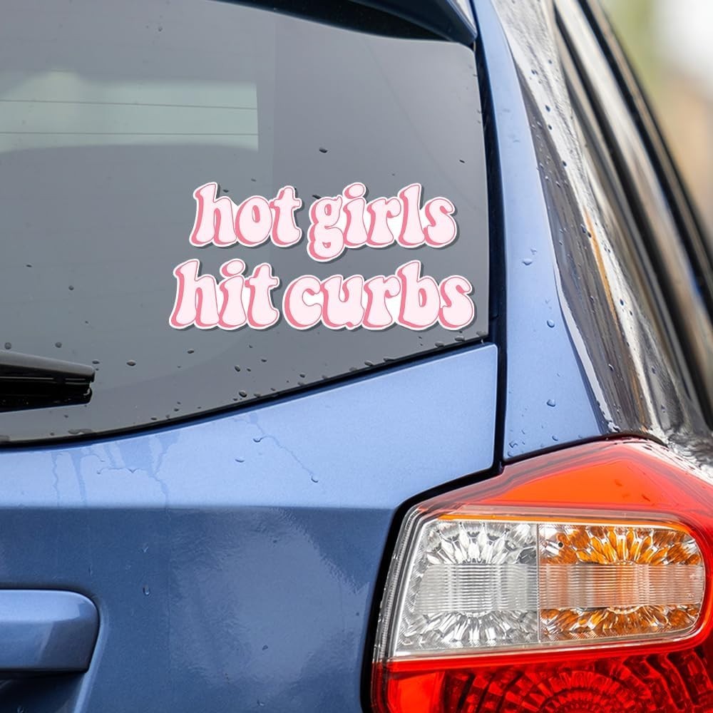 Hot Girls Hit Curbs Vinyl Sticker Funny Decal Car Laptop 7.3"x3.5"