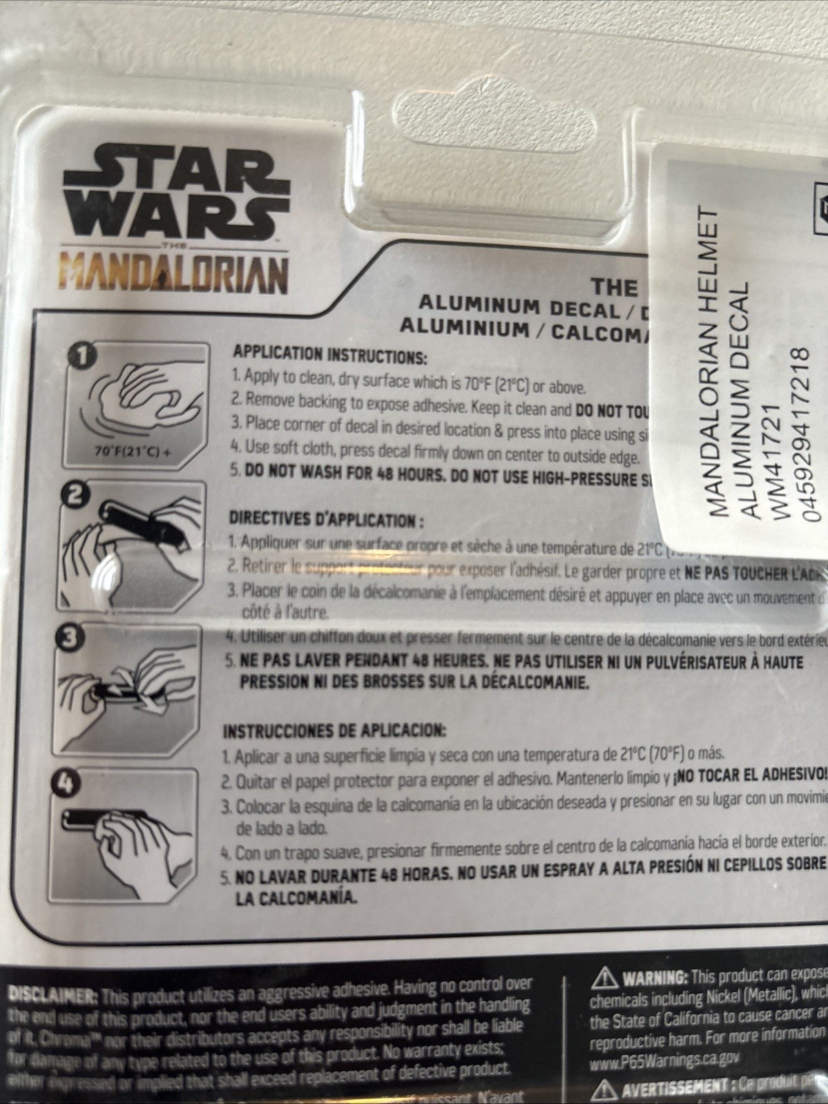 Disney Star Wars Mandalorian Aluminum Car Decal Mando Helmet Design, Chrome