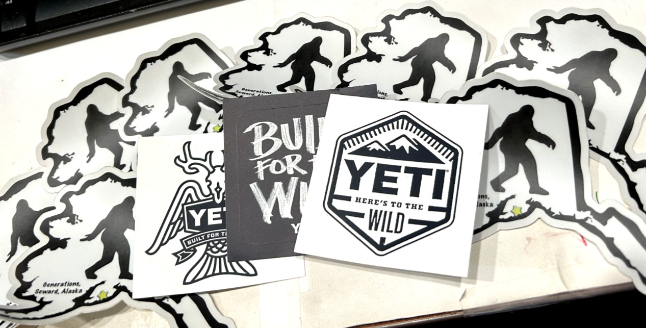 11 pcs lot 8 BIGFOOT vinyl sticker decal ALASKA 5”x3.5” 3 YETI Built Wild 3”