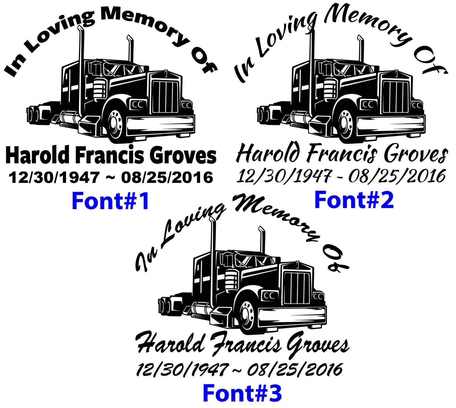 In Loving Memory – Semi Truck Sticker Decal Memorial Personalized Trucker