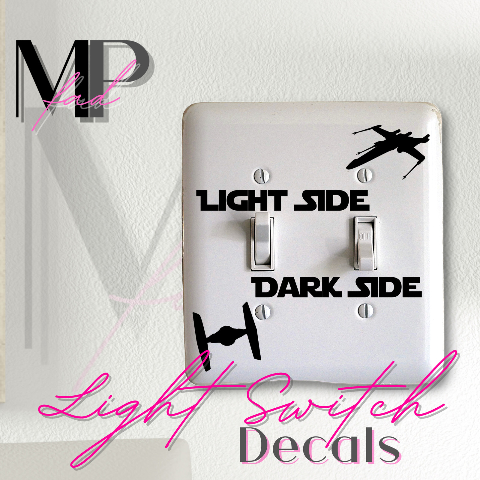 Star Wars Light Switch Set Wall Plate Decal Home Decor Sticker XWING TIE FIGHTER