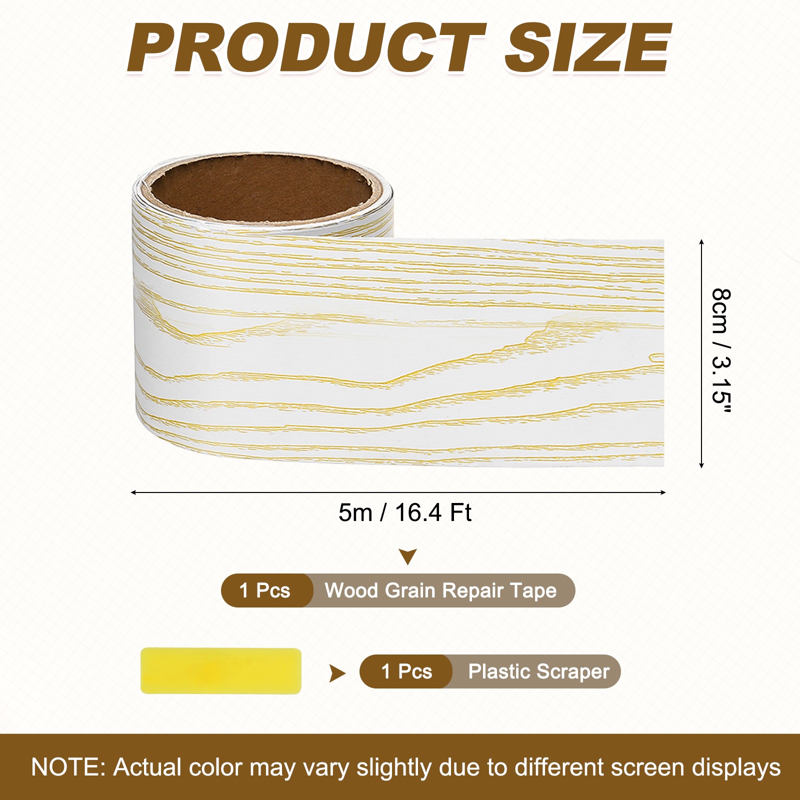 Wood Grain Repair Tape, 3.15 Inch x 16.4 ft Self Adhesive, Yellow Oak