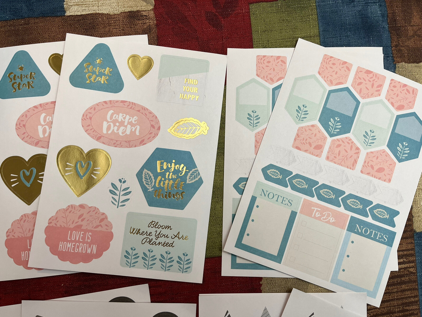 Scrapbook Stickers, Pen and Gear Stickers 4 Sets Of 4 Sheets Per Set. 16 Total