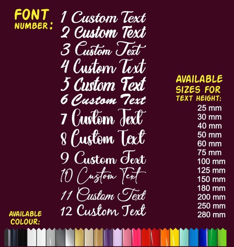 Personalised Name Vinyl Sticker – Custom Text Wall / Car Decal – Any Font – Free