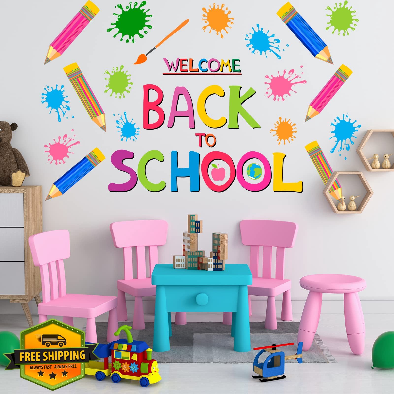 WINDVALE Back School Wall Decals Crayon