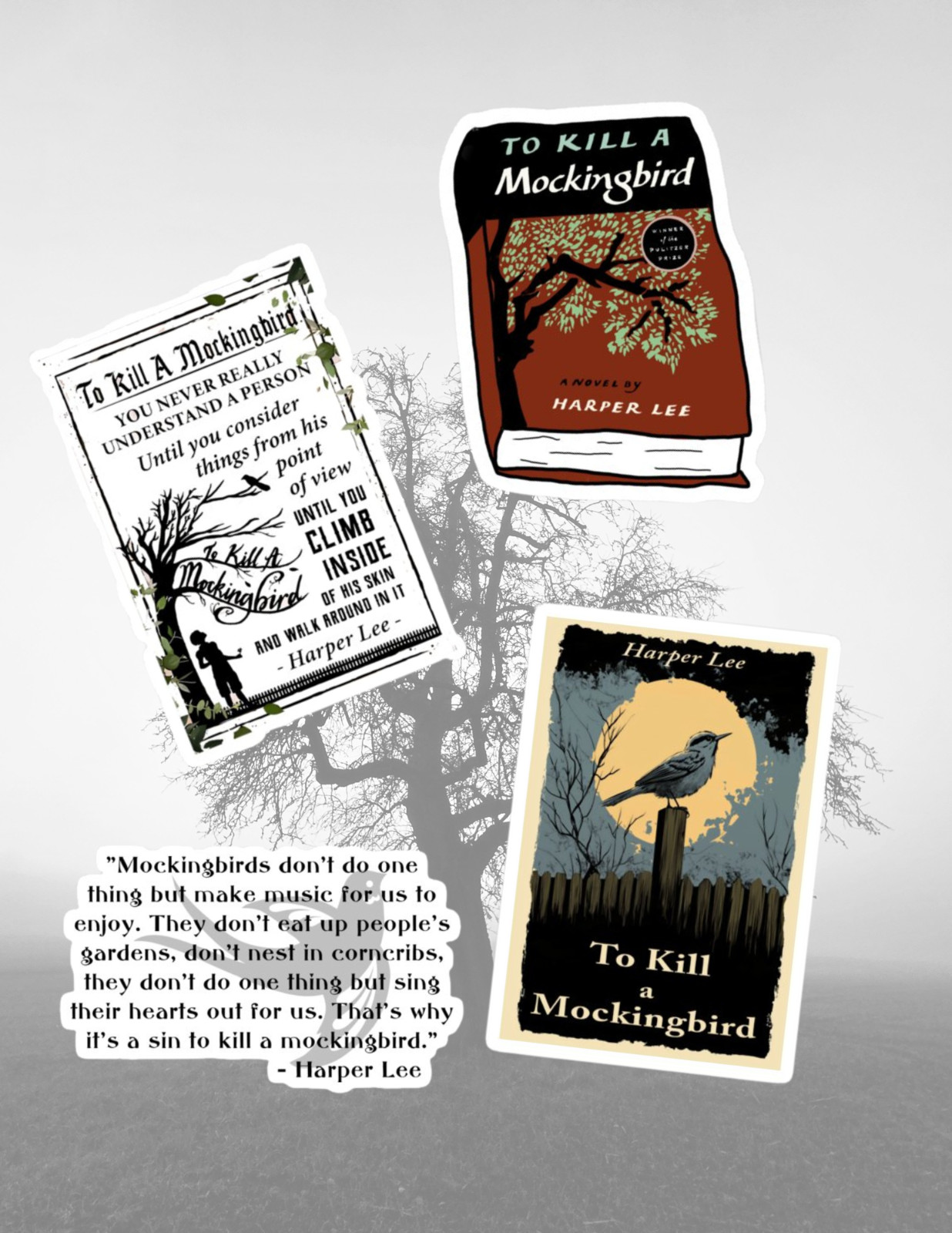 To Kill A Mockingbird Book Banned Books 4pc Sticker Pack