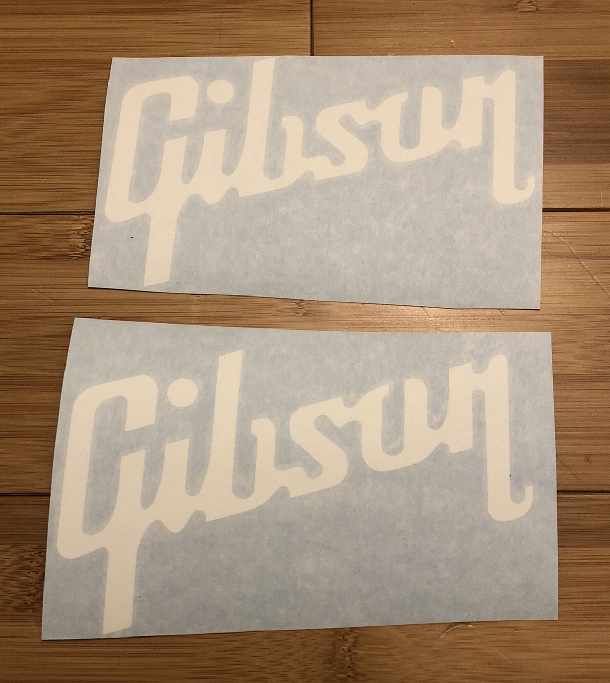 Gibson Guitar Logo 6" (set Of 2) White Vinyl Decal Sticker Logo Amp Music