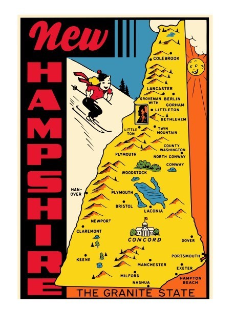 New Hampshire Vintage Style Sticker Decal R8583