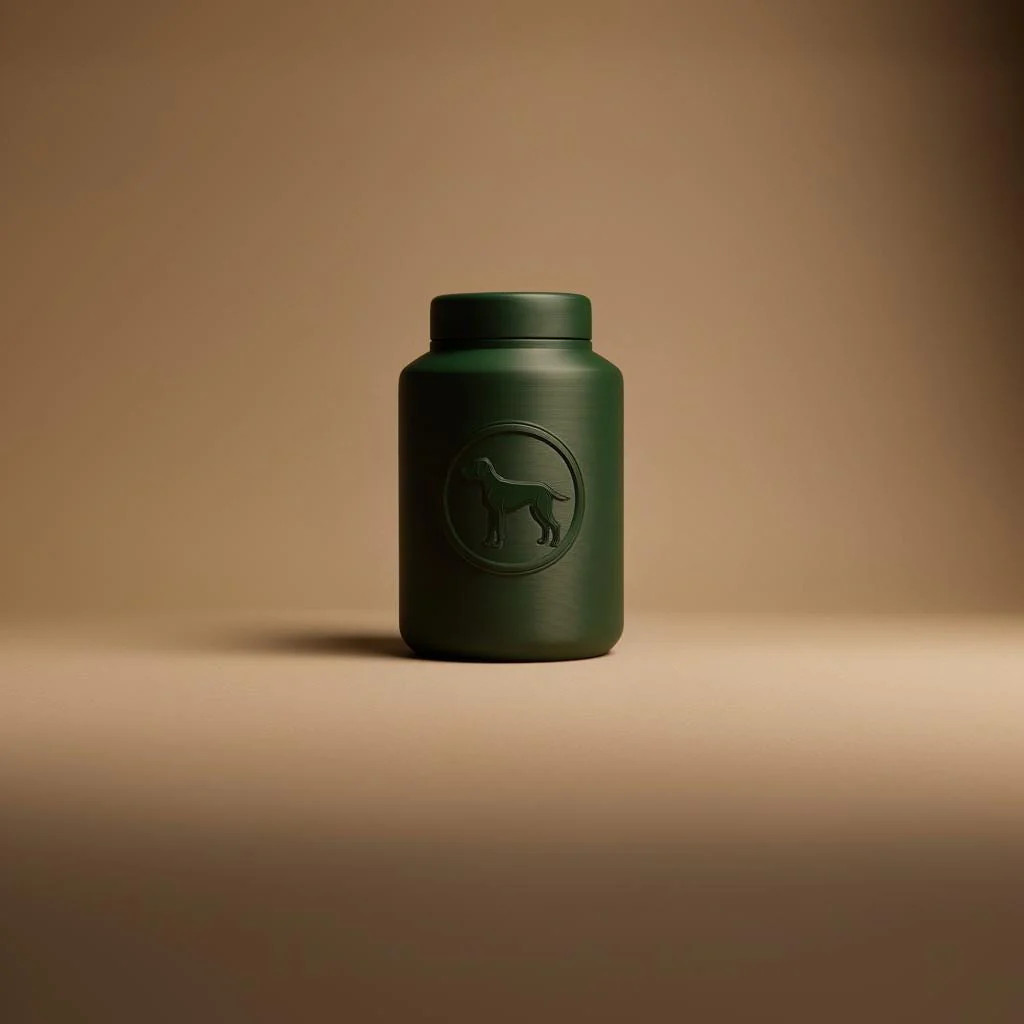Dog Pet Ashes Urn | 3D Printed Minimal Cremation Keepsake Jar with Dog Emblem