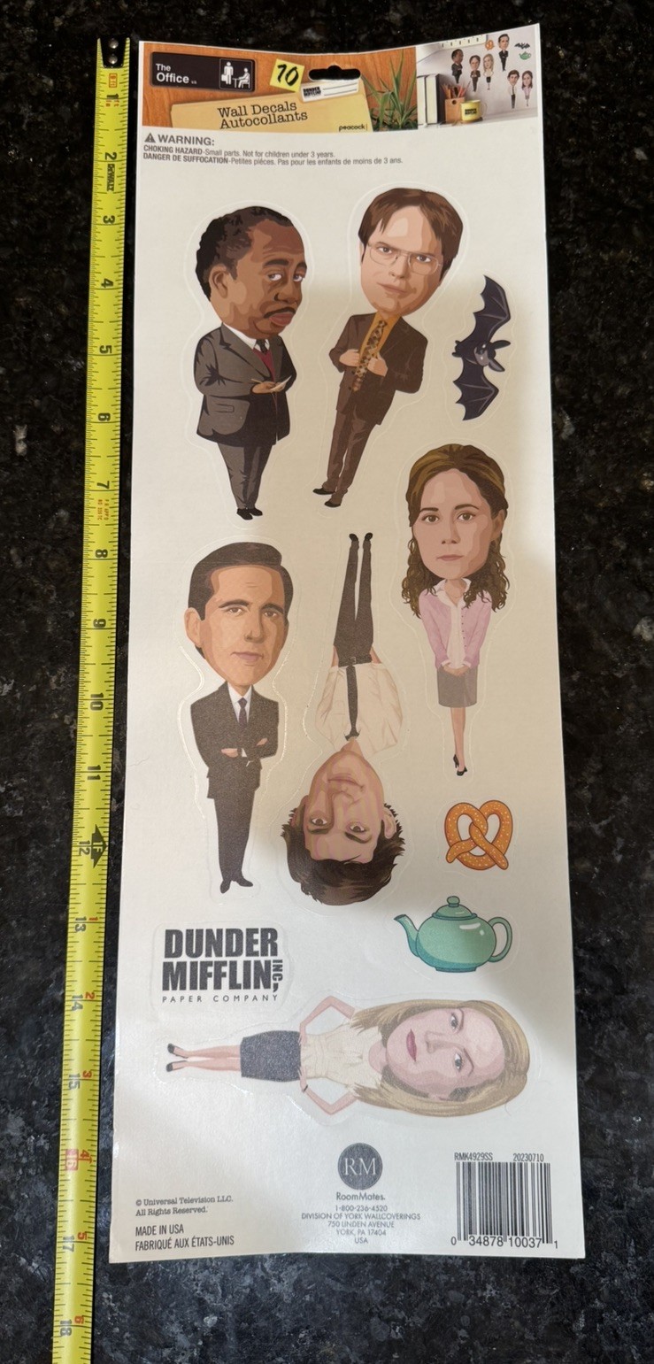 THE OFFICE 10 Wall Decals Removable & Repositional 5” Fat Head Stickers NEW