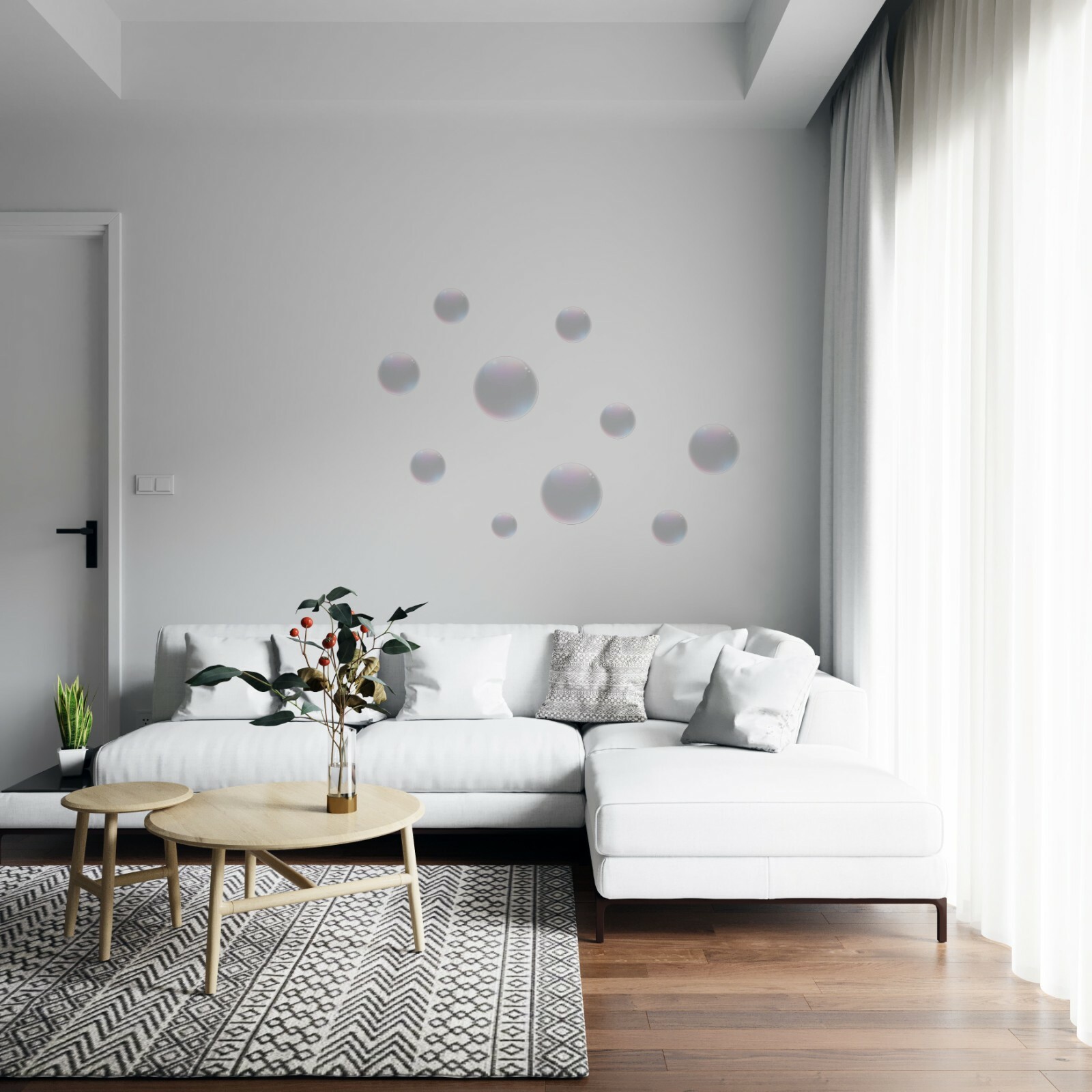 Vinyl Kids Bedroom Round Objects Art Soap Bubbles Marbles Design Home Wall Decal