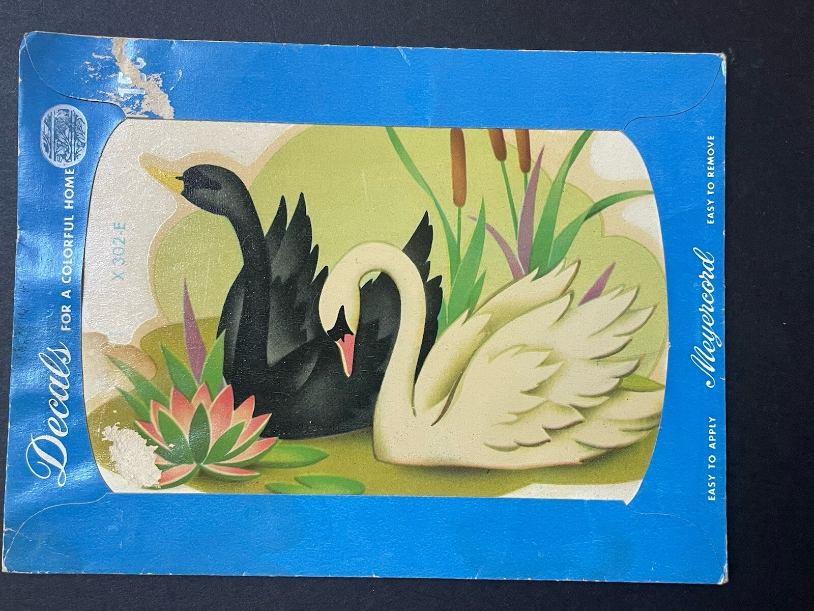 NEW Vintage MEYERCORD Decorative DECALS *SWANS NOS Pink Blue Black