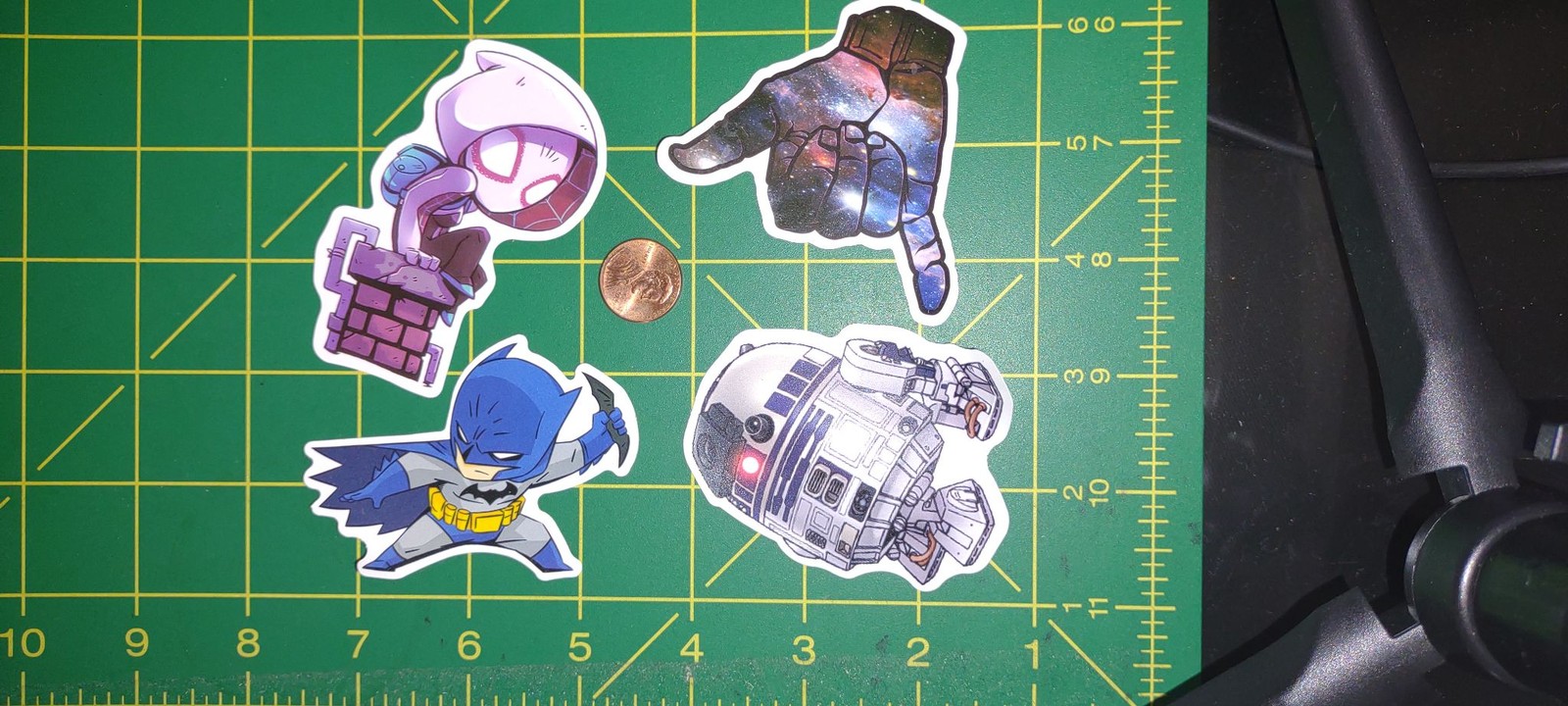 Die Cut Vinyl Sticker Pack 5 Batman SpiderGwen R2D2 Galaxy Hand Multicolor